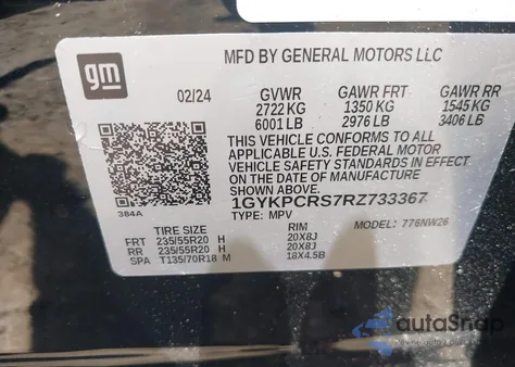 2024 Cadillac Xt6 Fwd Premium Luxury from USA, damaged, VIN 1GYKPCRS7RZ733367